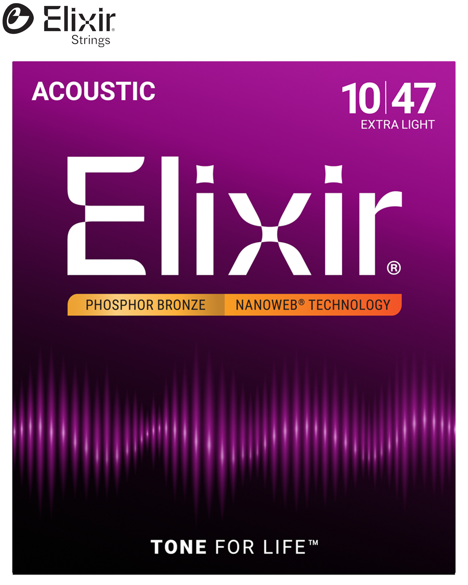 Elixir 16002 Nanoweb Phosphor Bronze Acoustic Guitar Strings – .010–.0