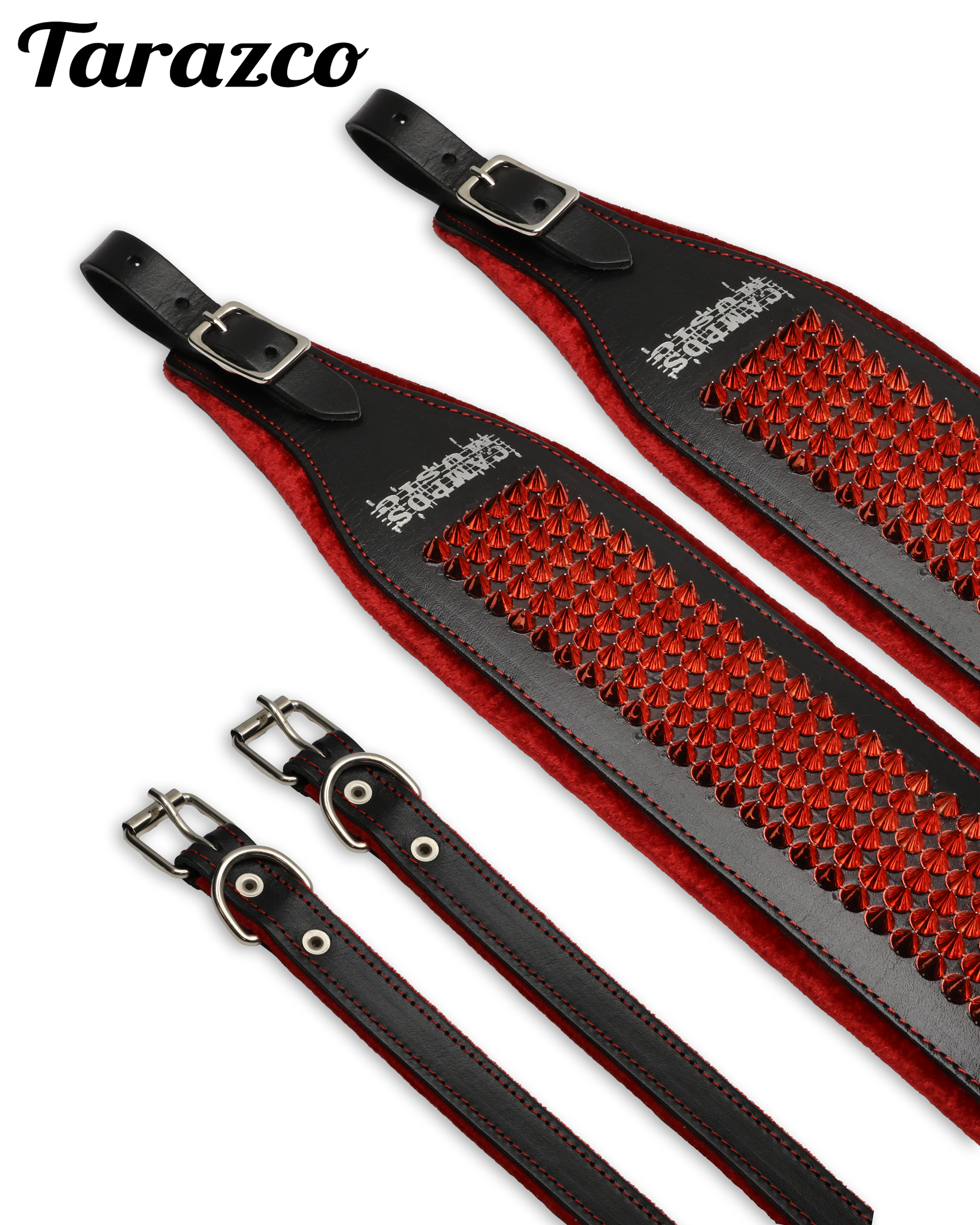 Red/Black Red Studded Accordion Shoulder Straps - Premium Comfort and