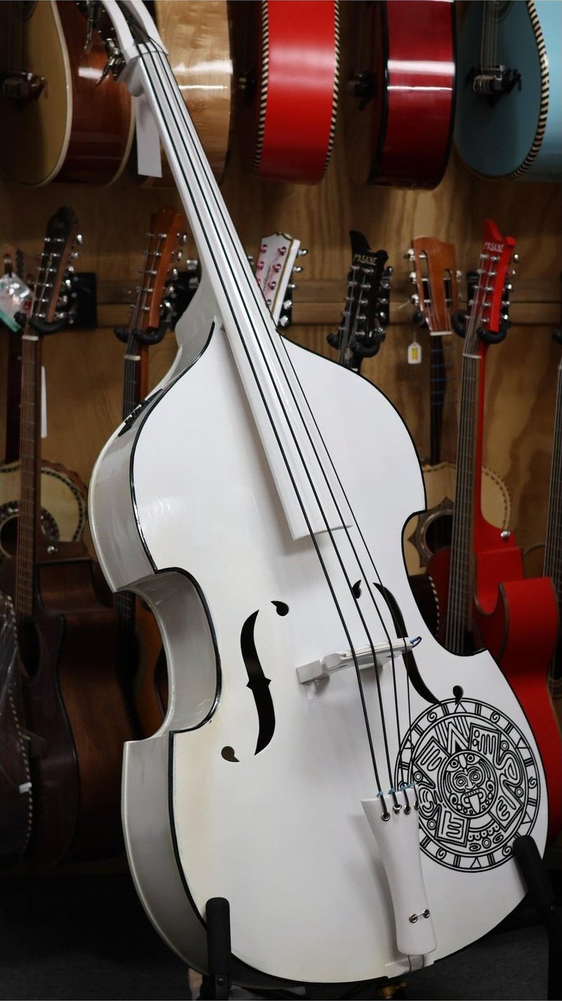 Handcrafted Tololoche White Gloss Aztec (Double Bass) Pickup Installed