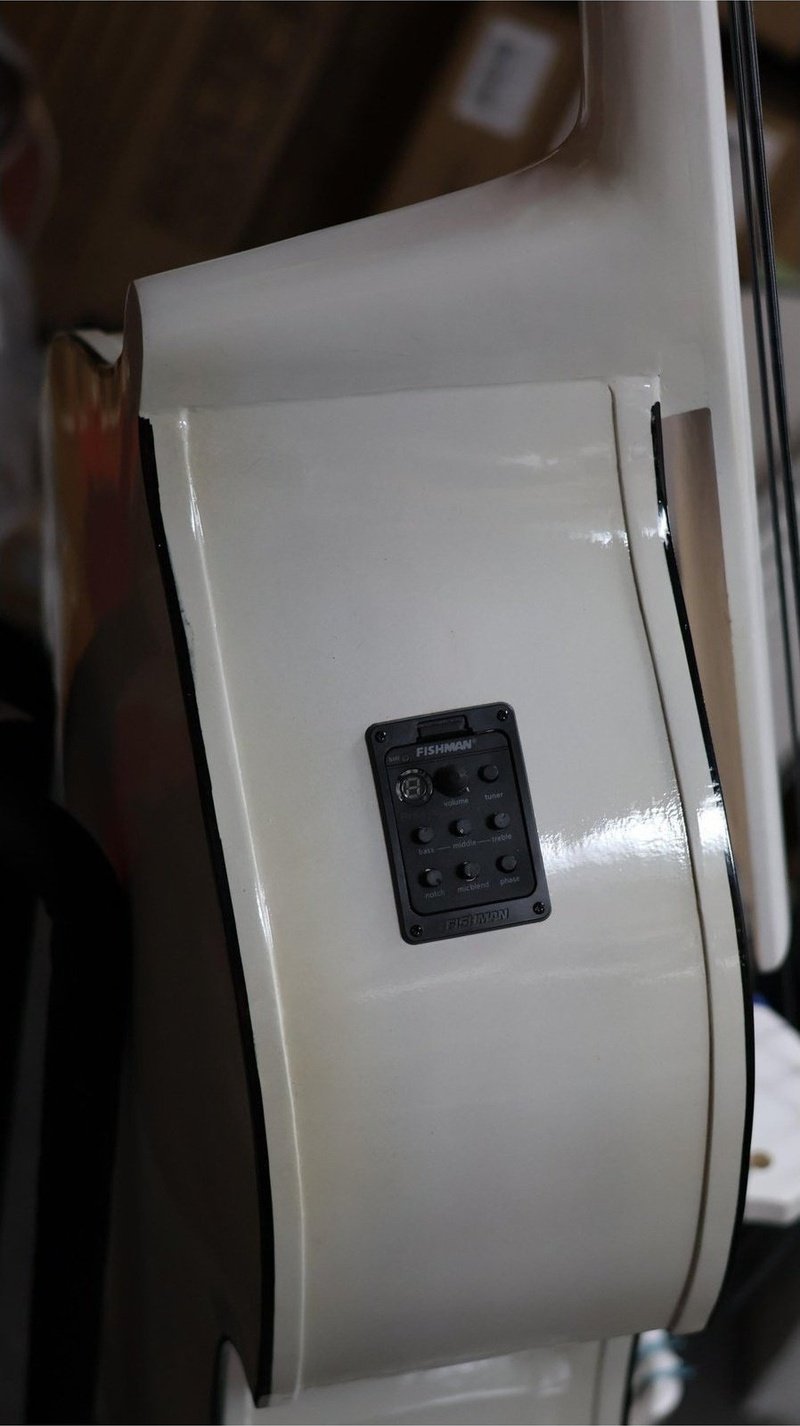 Handcrafted Tololoche White Gloss Aztec (Double Bass) Pickup Installed