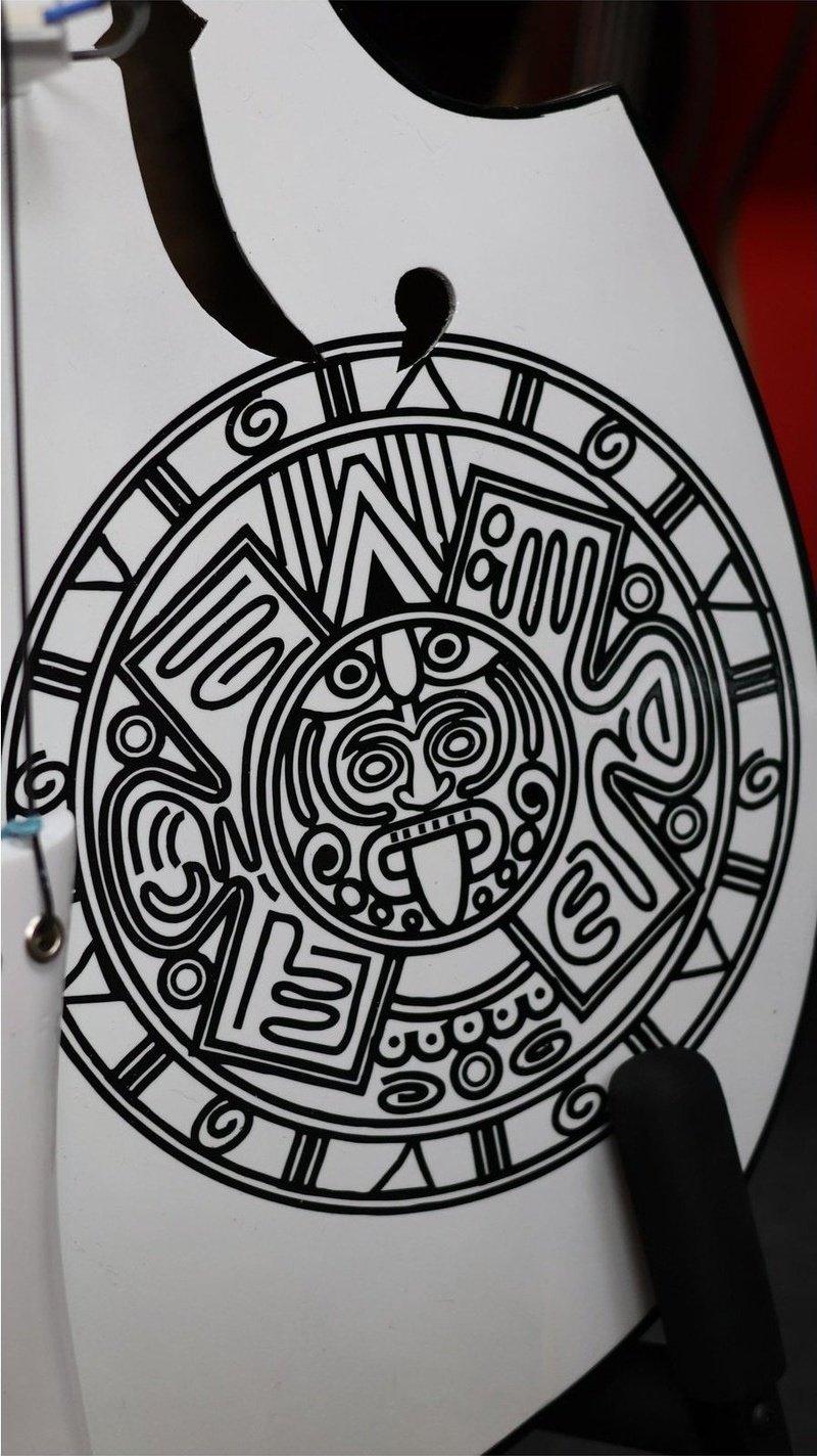 Handcrafted Tololoche White Gloss Aztec (Double Bass) Pickup Installed
