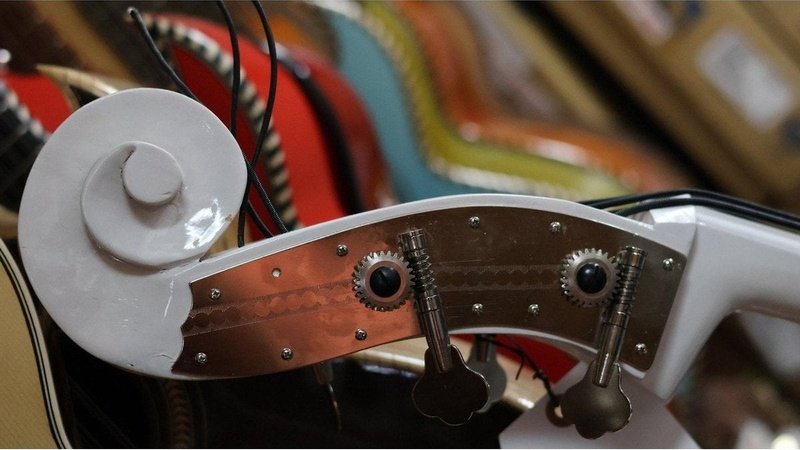 Handcrafted Tololoche White Gloss Aztec (Double Bass) Pickup Installed