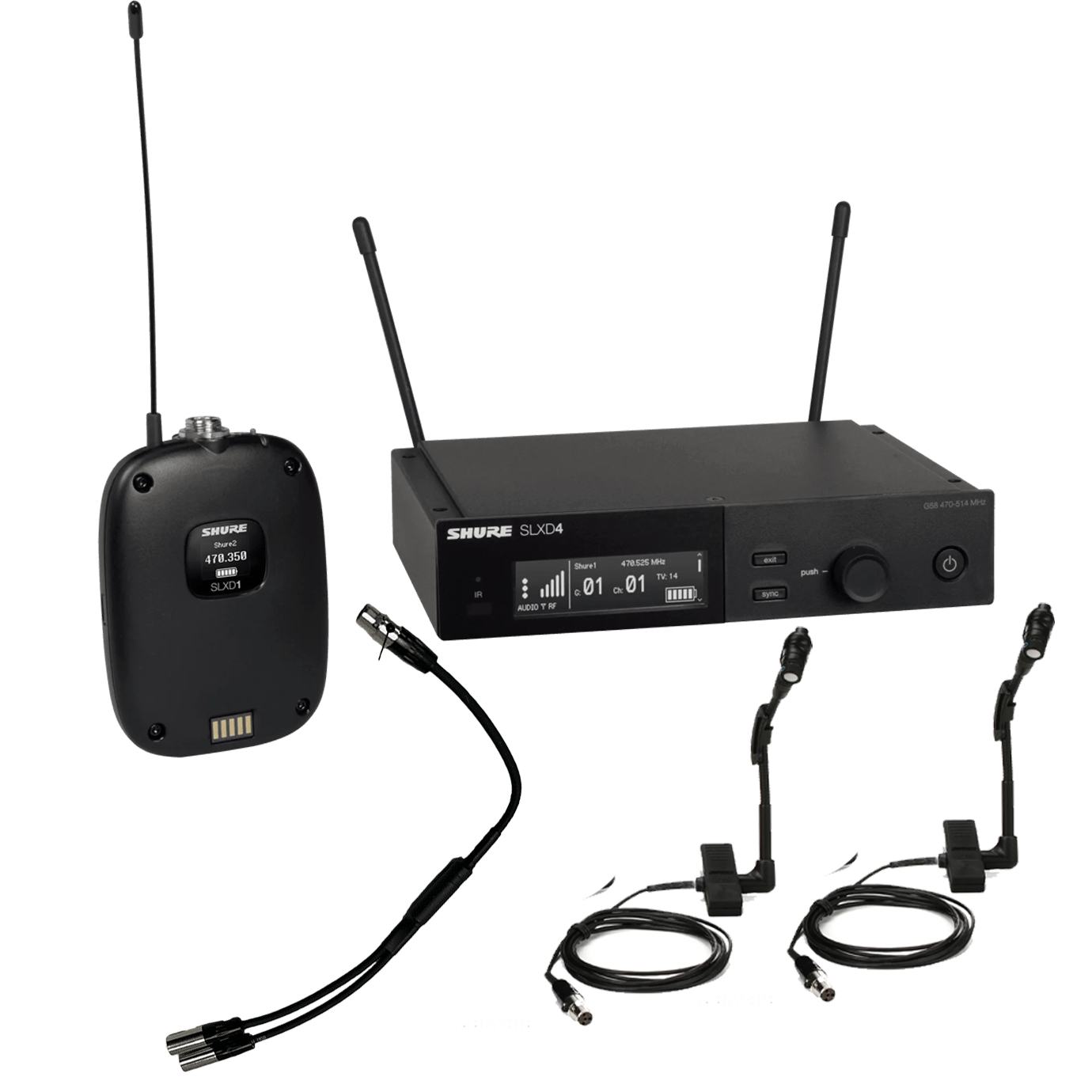Accordion GLXD+ Wireless Mic System Shure Double Beta 98 + Y Cable Accordion GLXD+ Wireless Mic System Shure Double Beta 98 + Y Cable