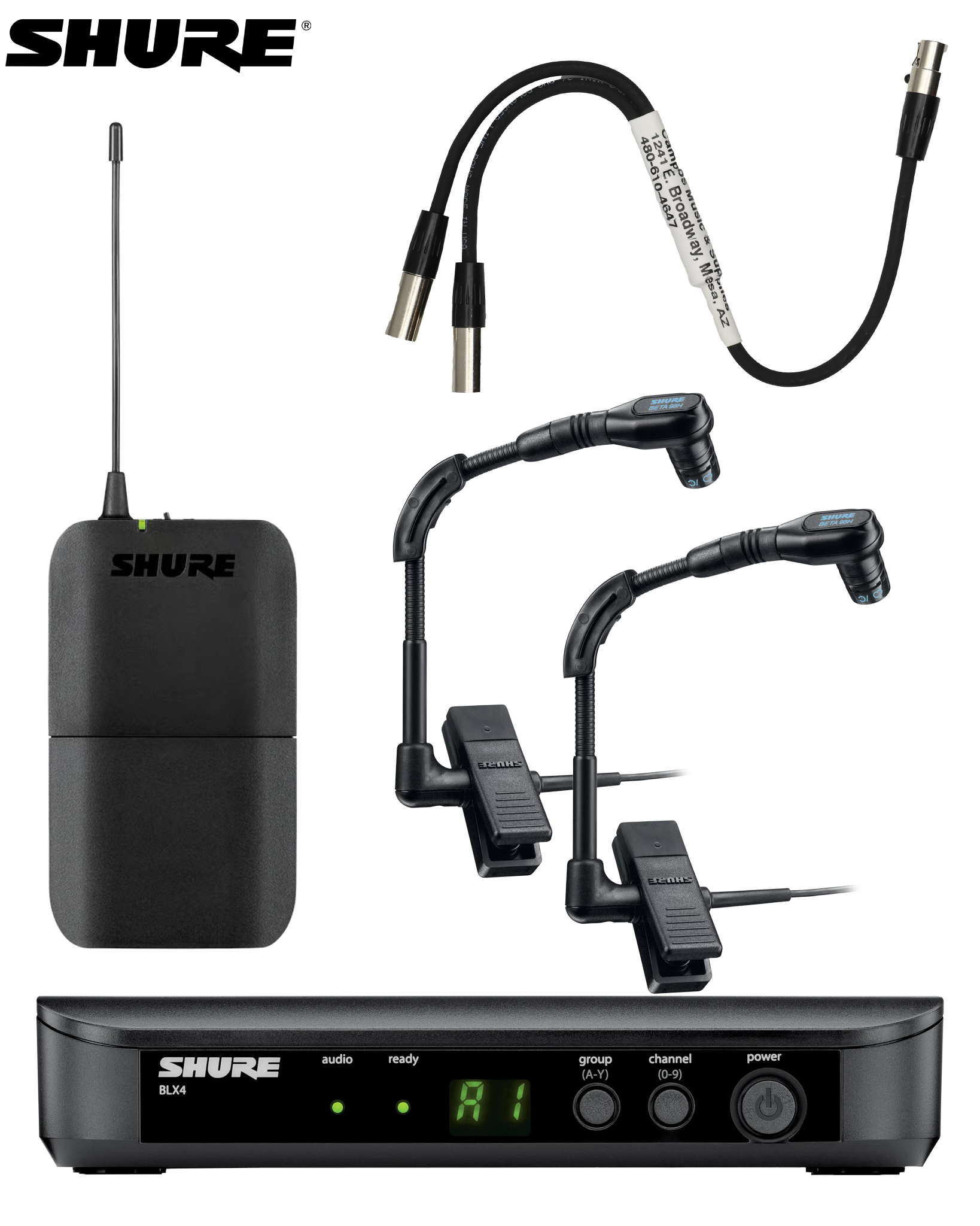 Accordion Shure BLX Wireless Microphone System with Dual Beta 98 Mics