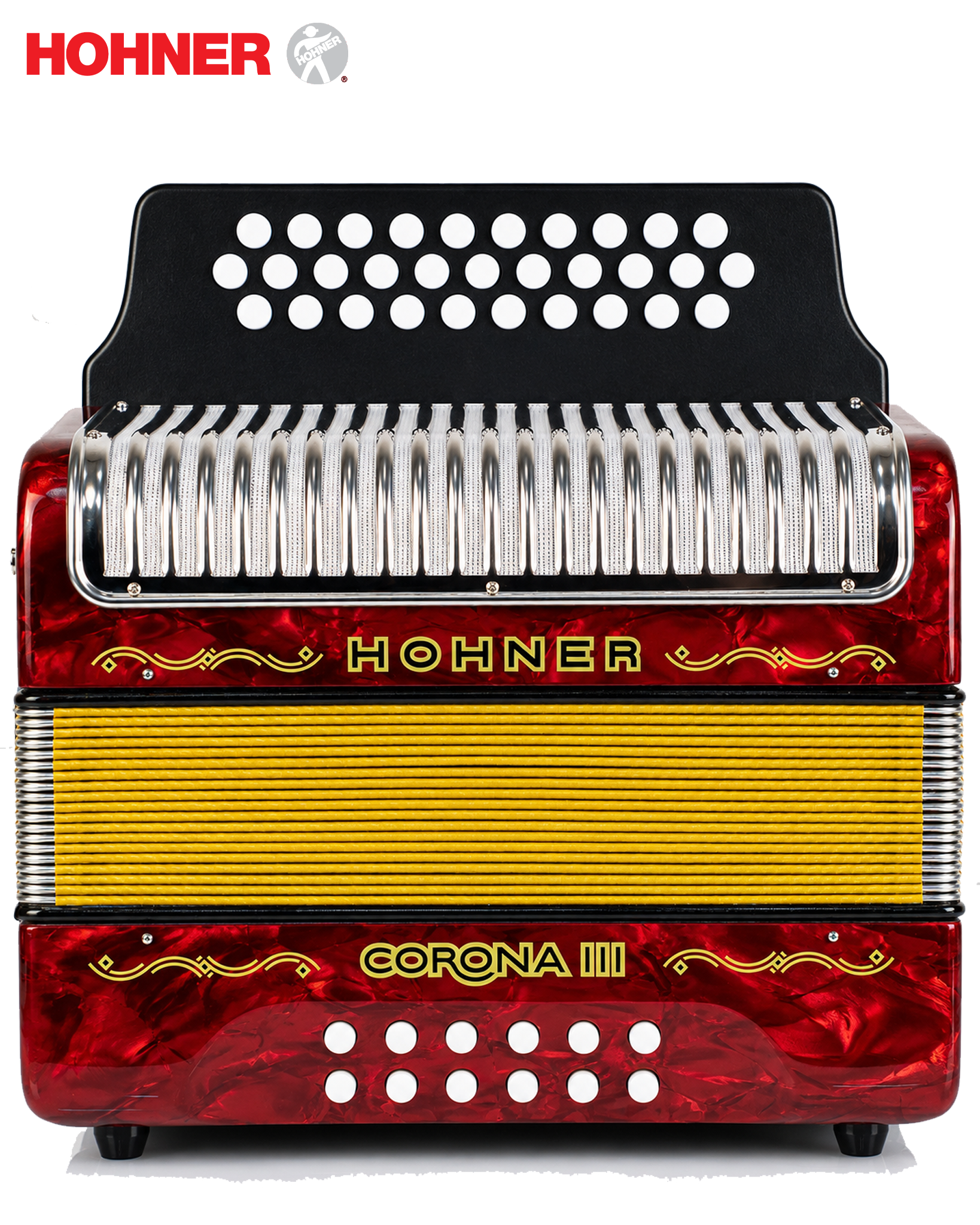 CORONA  III CK−351本体 Hohner Corona III BESAS Diatonic Button Accordion Red