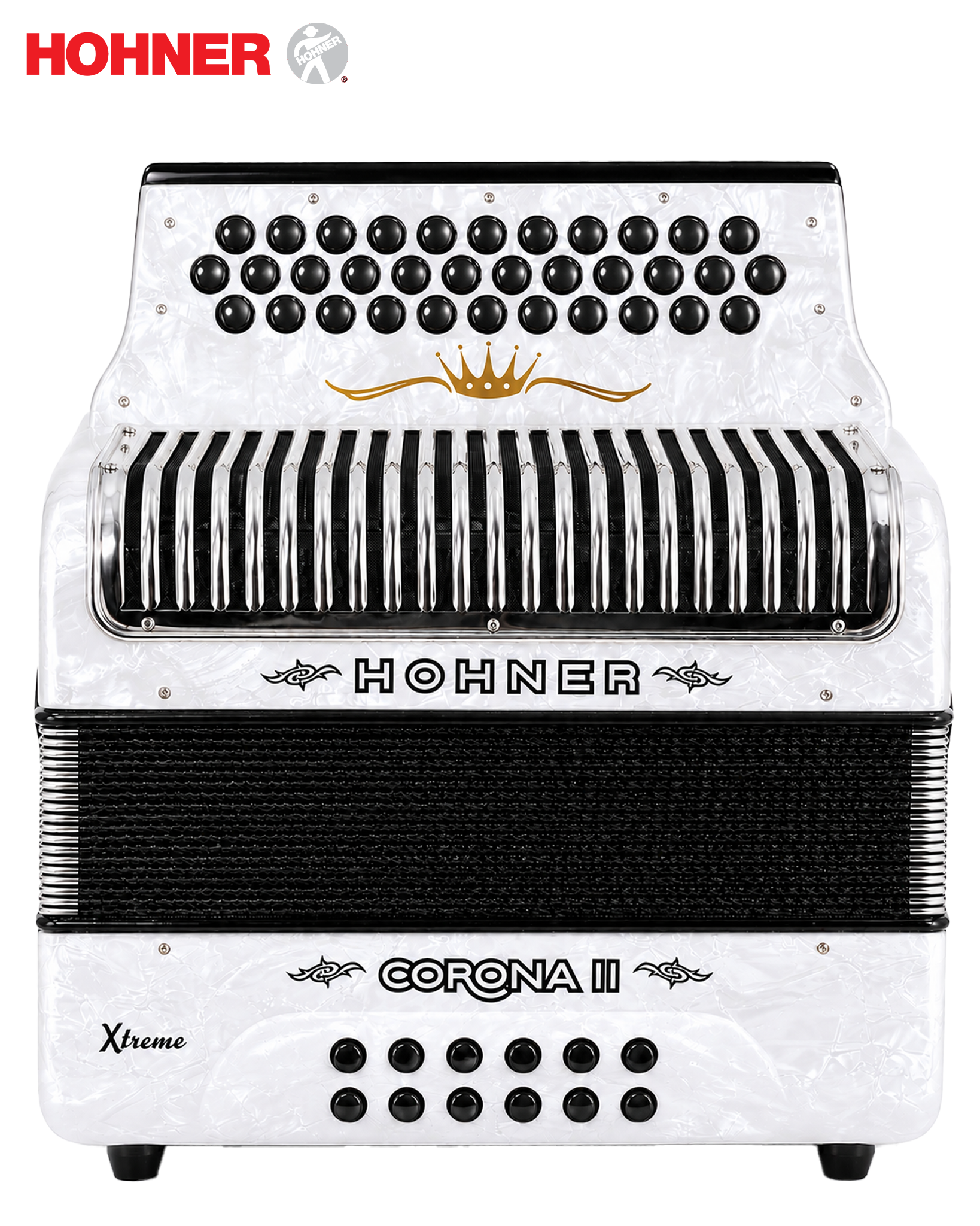 Hohner Corona II Xtreme FBE (FA) Button Accordion Pearl White