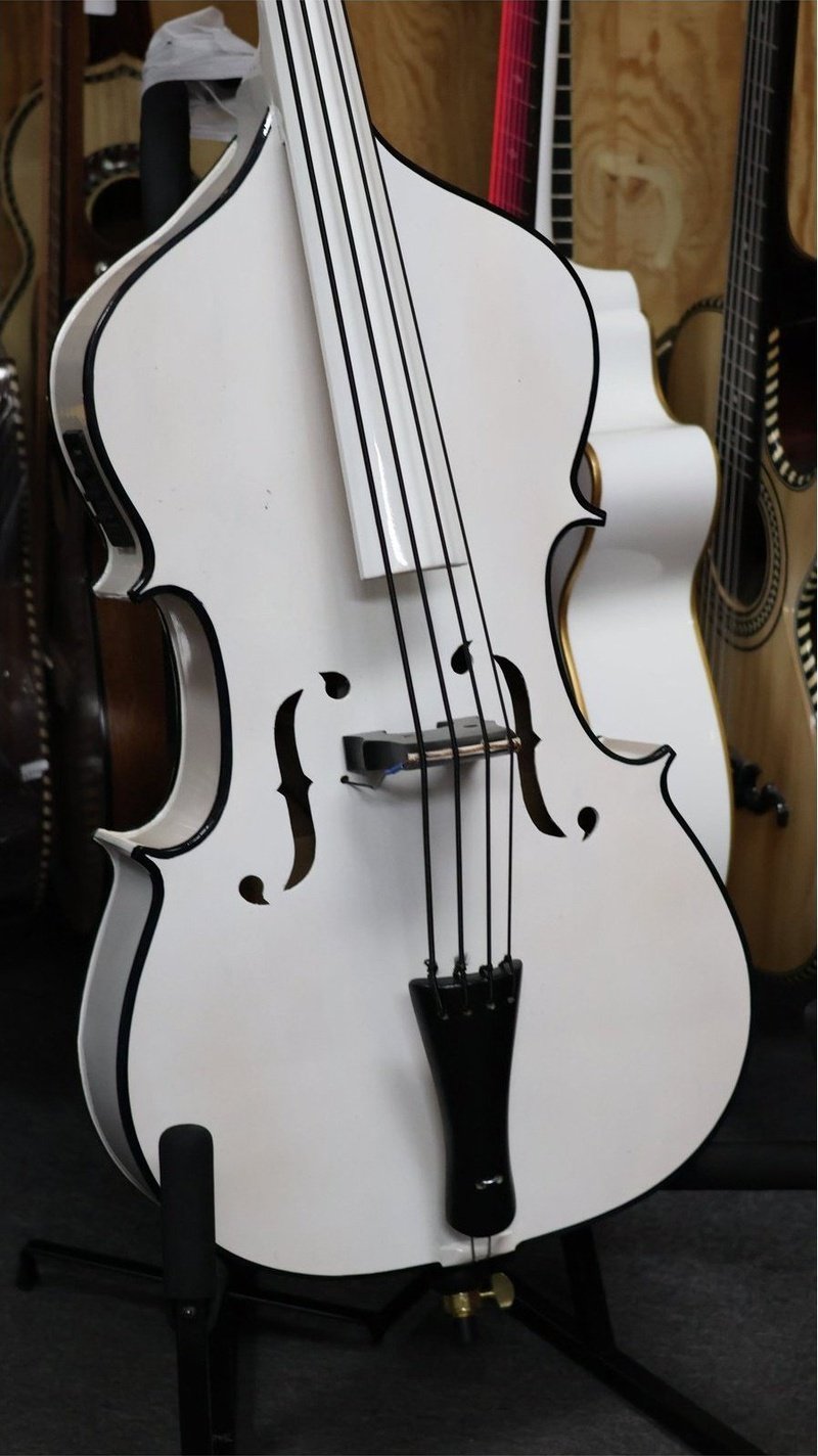 Handcrafted 1/2 Tololoche White Gloss (Double Bass) Pickup Installed