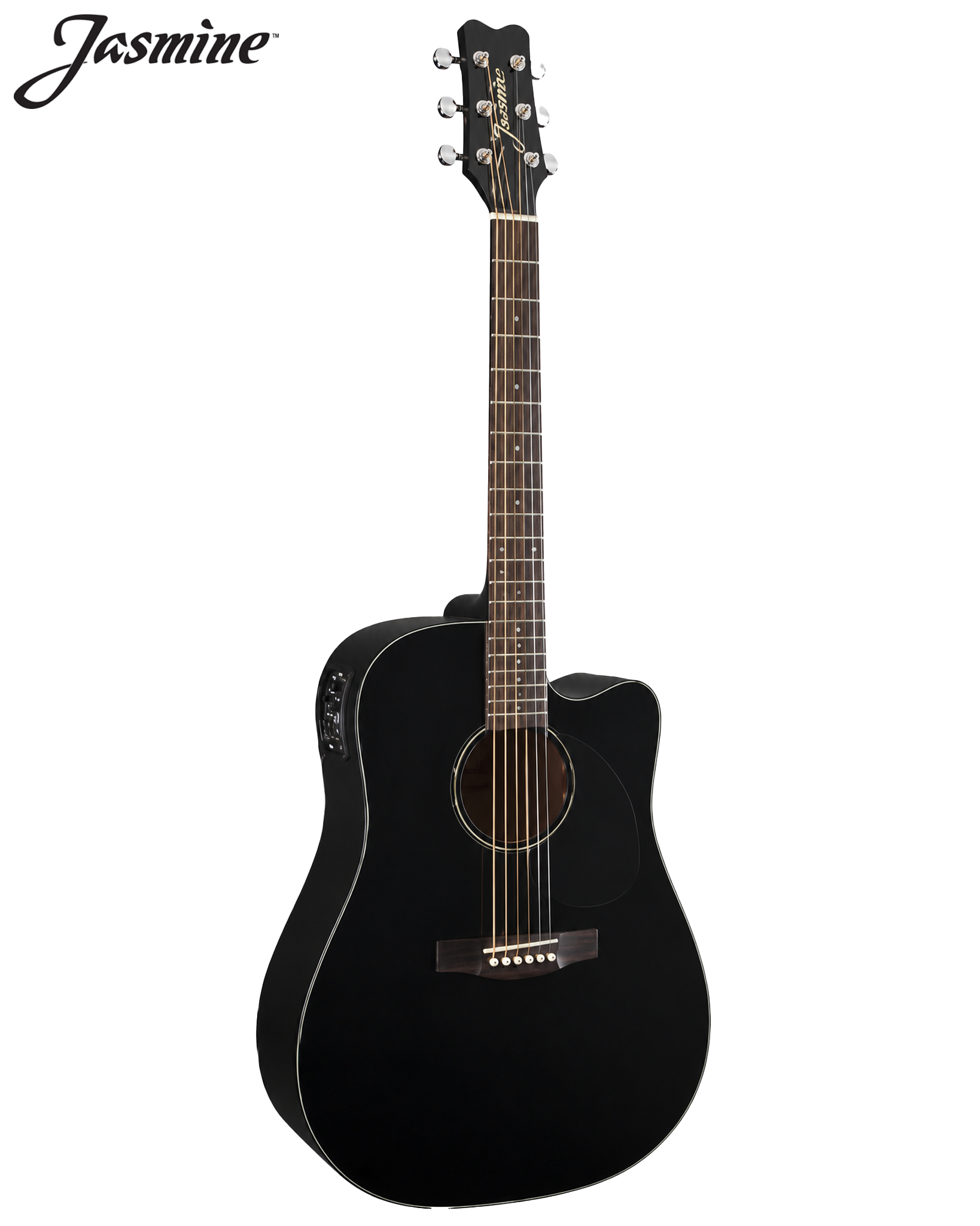 Jasmine JD93CE-BLK Black Dreadnought Cutaway Acoustic-Electric Guitar