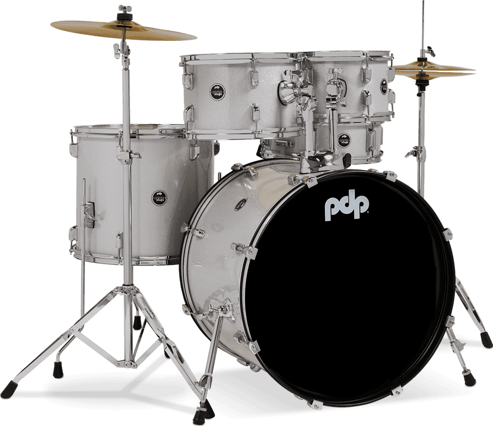 PDP Center Stage PDCE2215KTDW 5-piece Complete Drum Set with Cymbals - Diamond White Sparkle