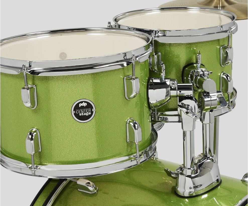 PDP Center Stage PDCE2215KTEL 5-piece Complete Drum Set with Cymbals - Electric Green Sparkle