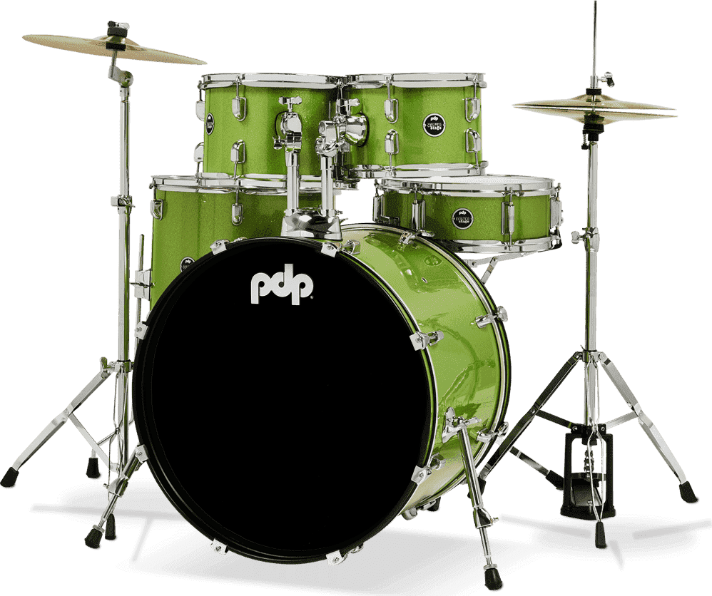 PDP Center Stage PDCE2215KTEL 5-piece Complete Drum Set with Cymbals - Electric Green Sparkle