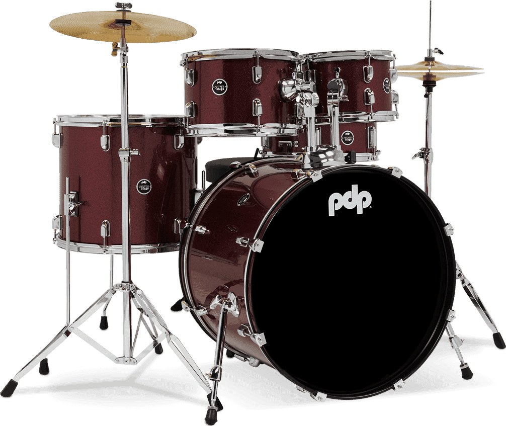 PDP Center Stage PDCE2215KTRR 5-piece Complete Drum Set with Cymbals - Ruby Red Sparkle