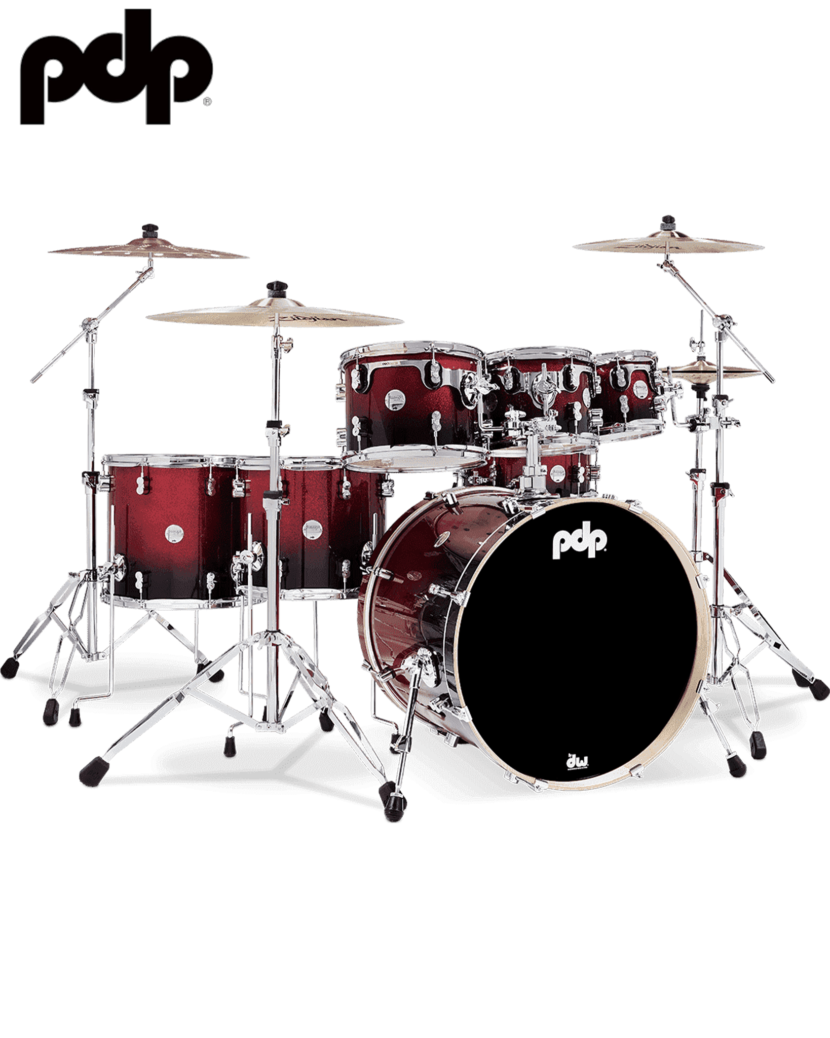 PDP Concept Maple PDCM2217RB 7-Piece Drum Shell Pack – Red to Black Sp