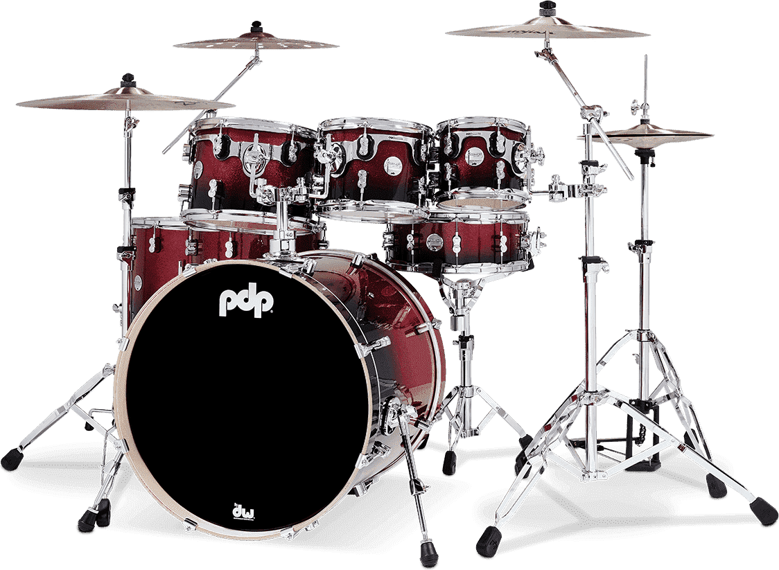 PDP Concept Maple Shell Pack - 7-Piece - Red To Black Sparkle Fade PDCM2217RB