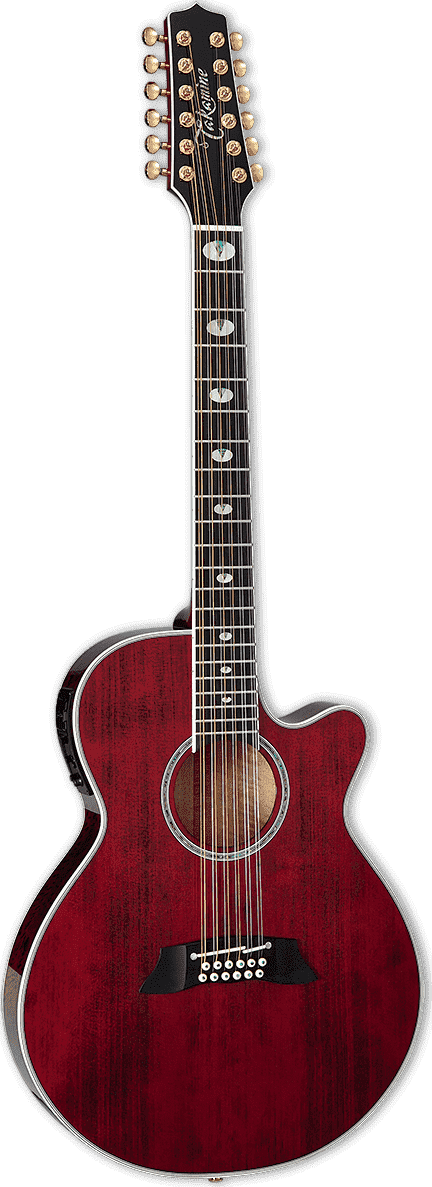 Takamine TSP158C 12 STR 12 String Thinline Acoustic Electric Guitar See Thru Red