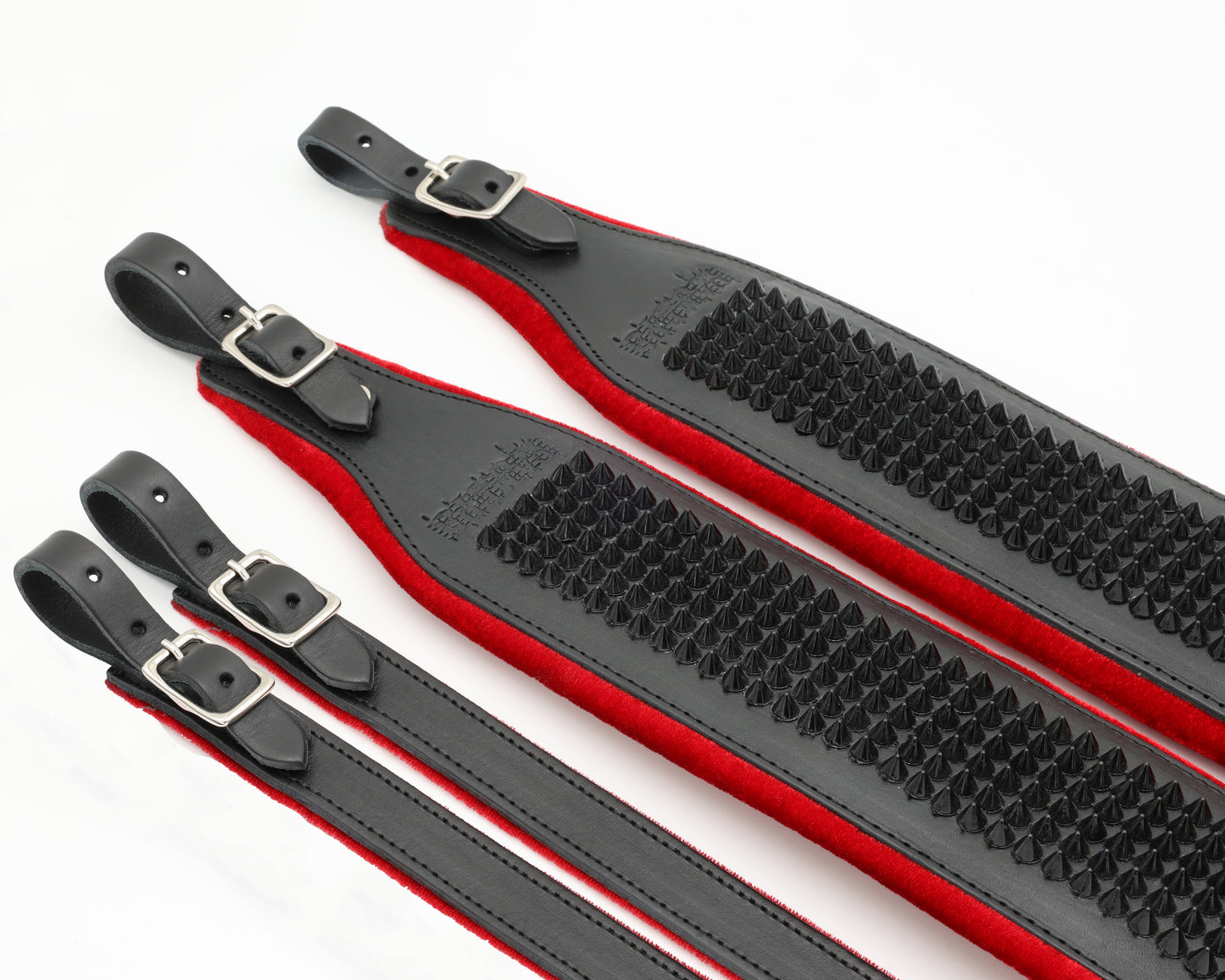 Red/Black Studded Accordion Straps - Premium Comfort and Style