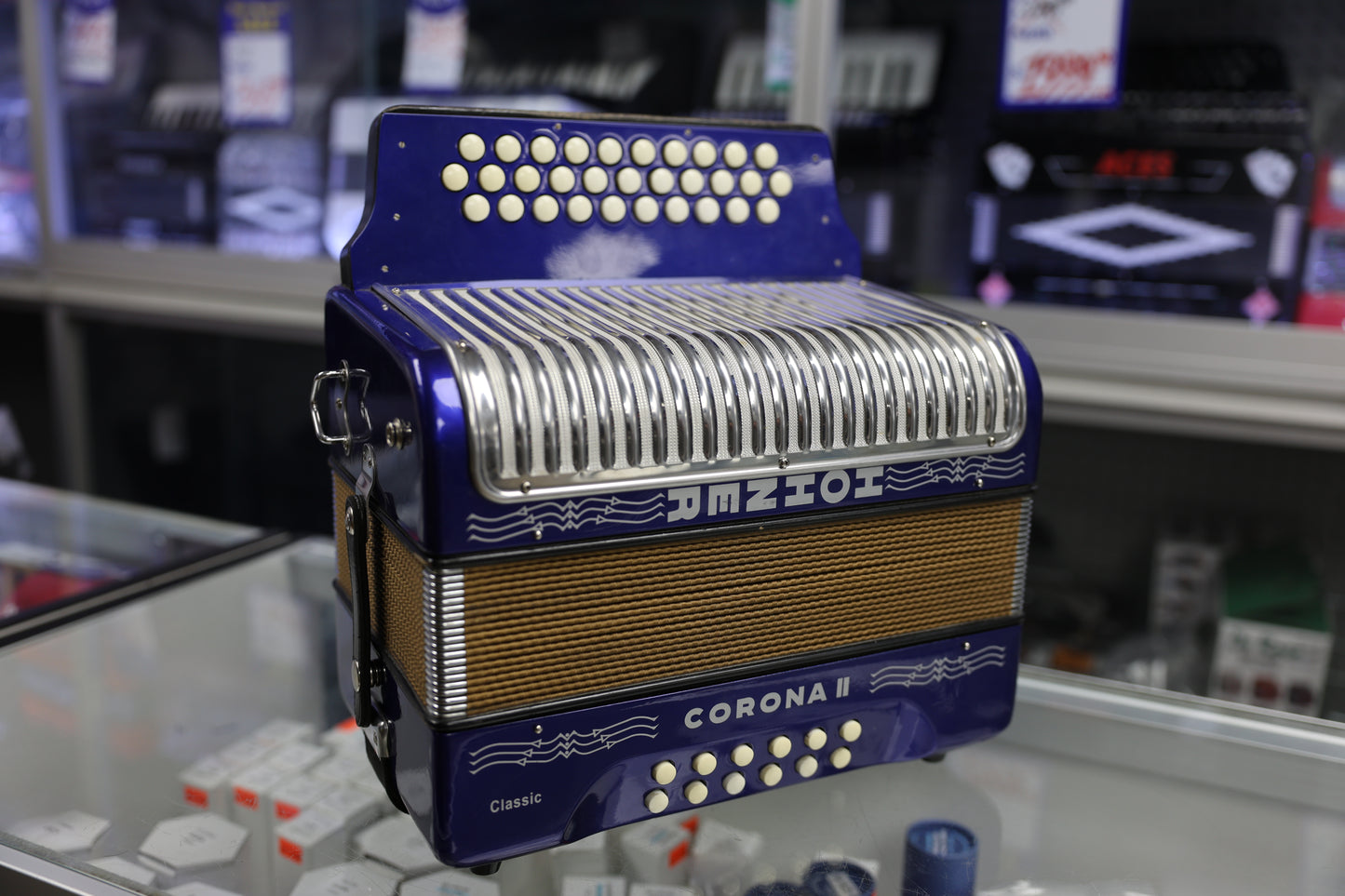 Used Hohner Corona Classic Accordion - Blue (GCF Key)