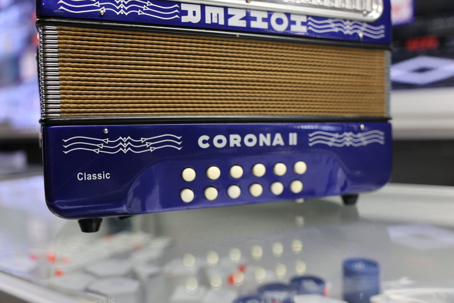 Used Hohner Corona Classic Accordion - Blue (GCF Key)