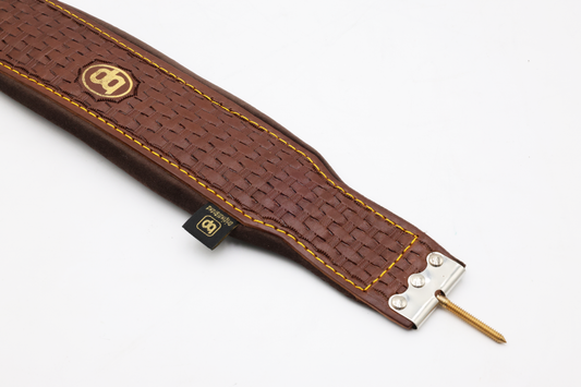Boppola Italy Brown on Brown Embosed Accordion Bass Shoulder Strap (Thread Screw Mount)