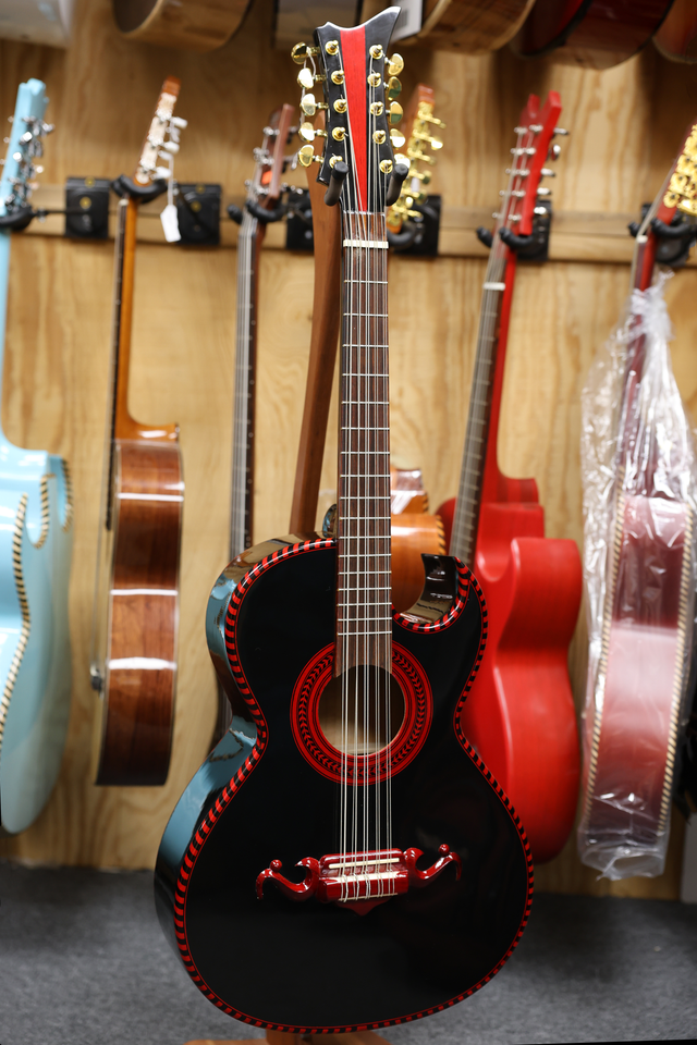 Paracho Elite Series Bajo Quinto –(Black with Red Trim)