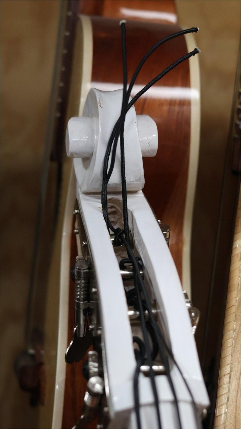 Handcrafted Tololoche White Gloss Aztec (Double Bass) Pickup Installed