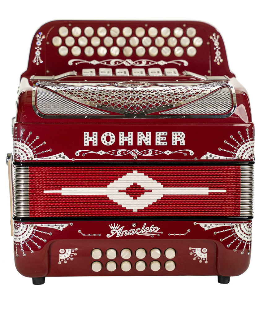 Hohner Anacleto Rey del Norte TTS FBbEb/EAD Two-Tone Compact Accordion PEARL RED