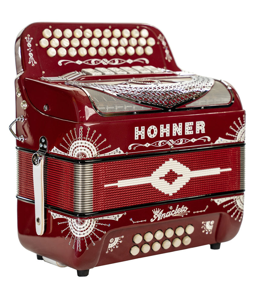 Hohner Anacleto Rey del Norte TTS FBbEb/EAD Two-Tone Compact Accordion PEARL RED