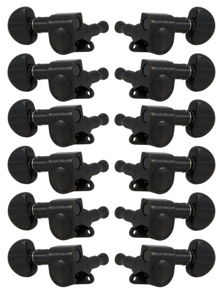 Grover 205BC12 Black Chrome Tuners (Mini Rotomatic | 12 String)
