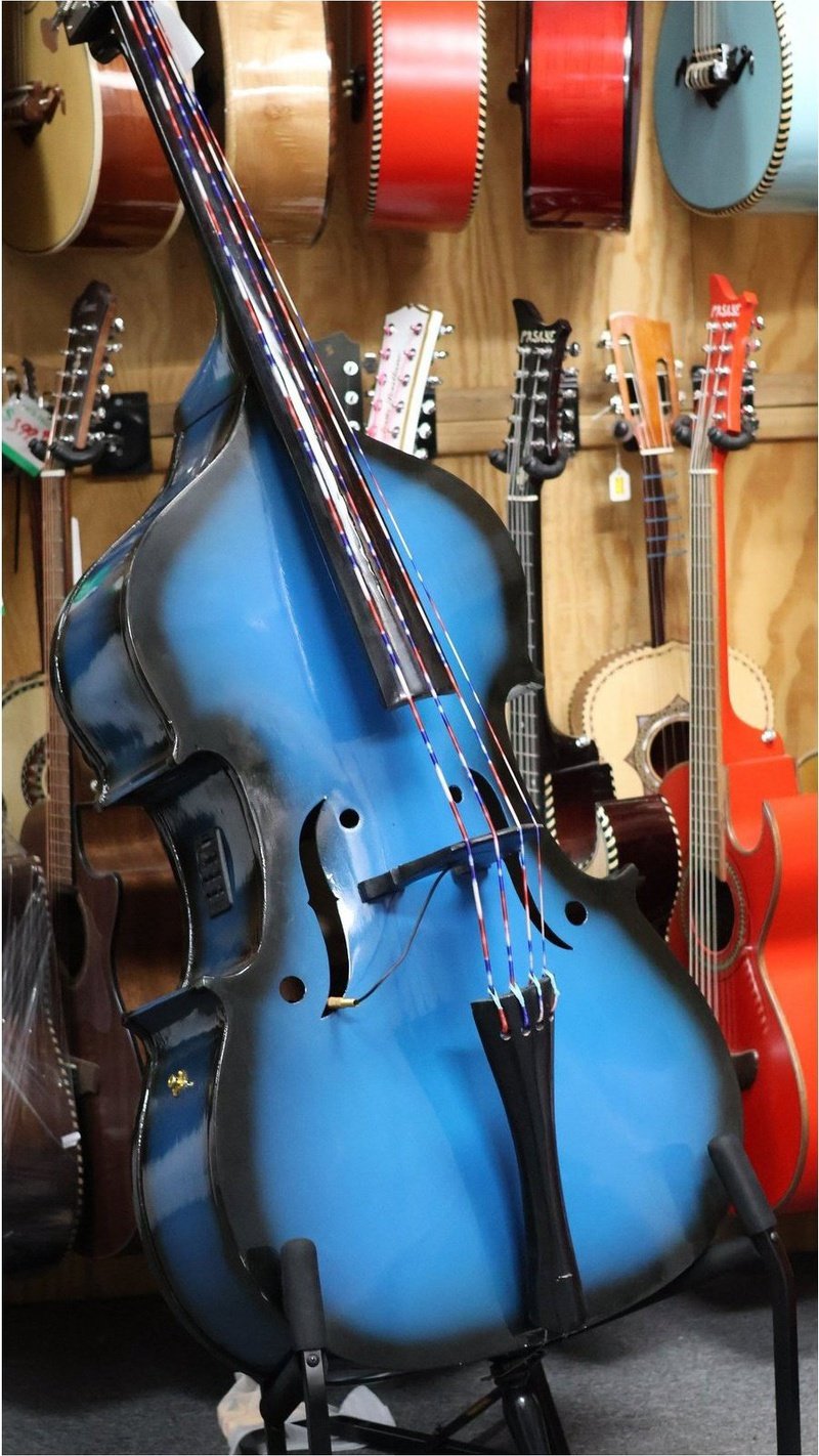 Handcrafted Tololoche Blue Glossy/Black Shadow Outline (Double Bass)