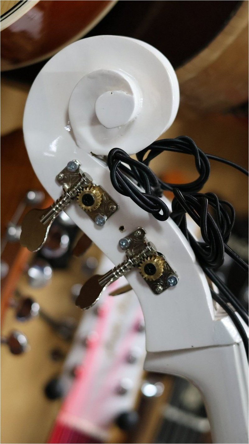 Handcrafted 1/2 Tololoche White Gloss (Double Bass) Pickup Installed