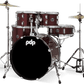PDP Center Stage PDCE2015KTRR 5-piece Complete Drum Set with Cymbals - Ruby Red Sparkle