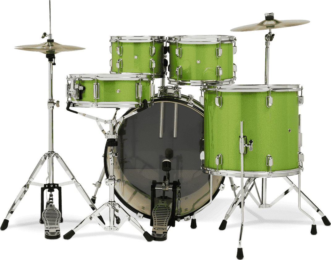 PDP Center Stage PDCE2215KTEL 5-piece Complete Drum Set with Cymbals - Electric Green Sparkle