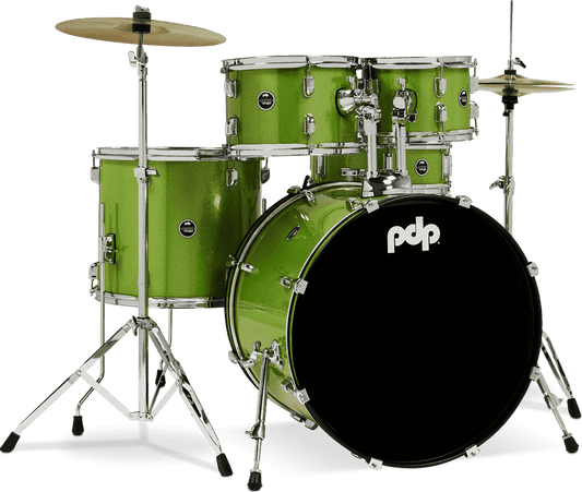 PDP Center Stage PDCE2215KTEL 5-piece Complete Drum Set with Cymbals - Electric Green Sparkle