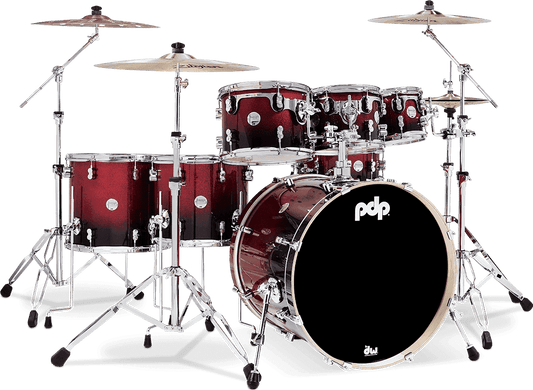 PDP Concept Maple Shell Pack - 7-Piece - Red To Black Sparkle Fade PDCM2217RB