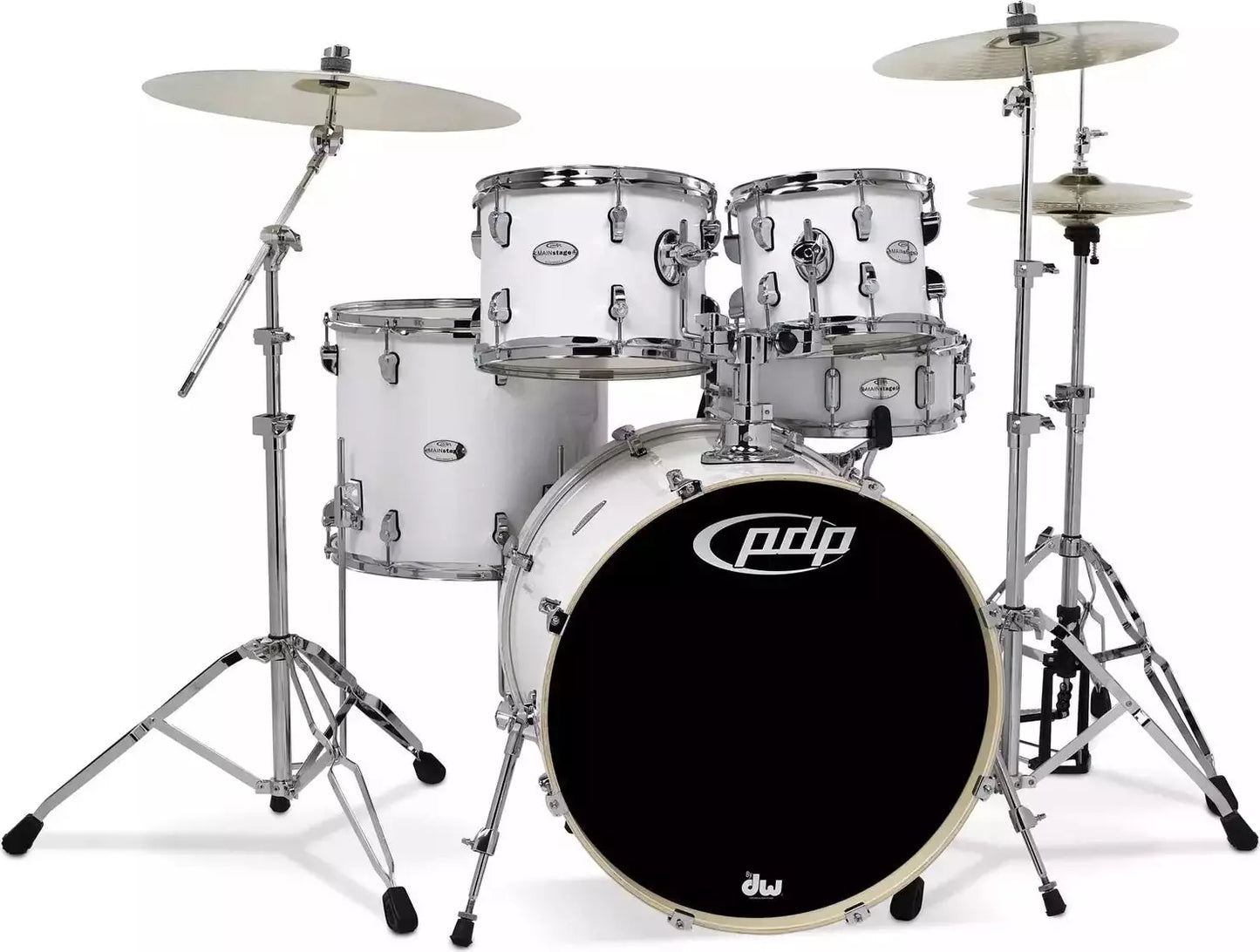 PDP Mainstage 5-piece Complete Drum Set with Hardware & Paiste Cymbals - Gloss White PDMA2215P8WH