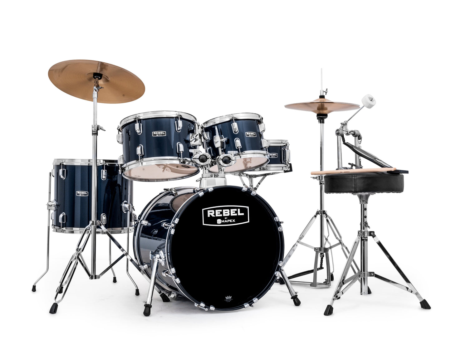 Mapex Rebel 5-Piece Complete Junior Set Up with Fast Size Toms - RB5844FTCYB - Yellow Blue