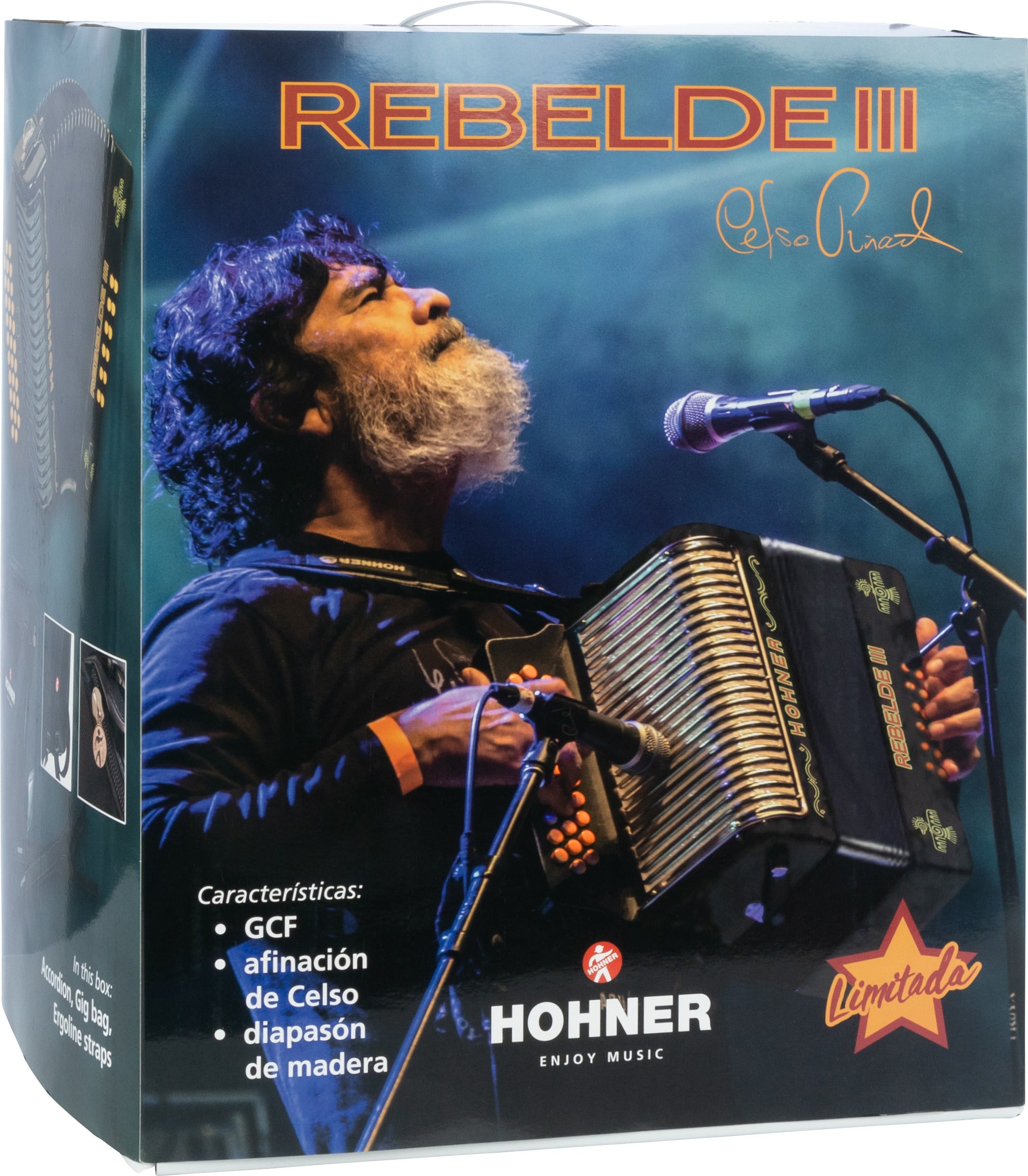 Hohner Rebelde III Black GCF Button Accordion Celso Limited Edition Si