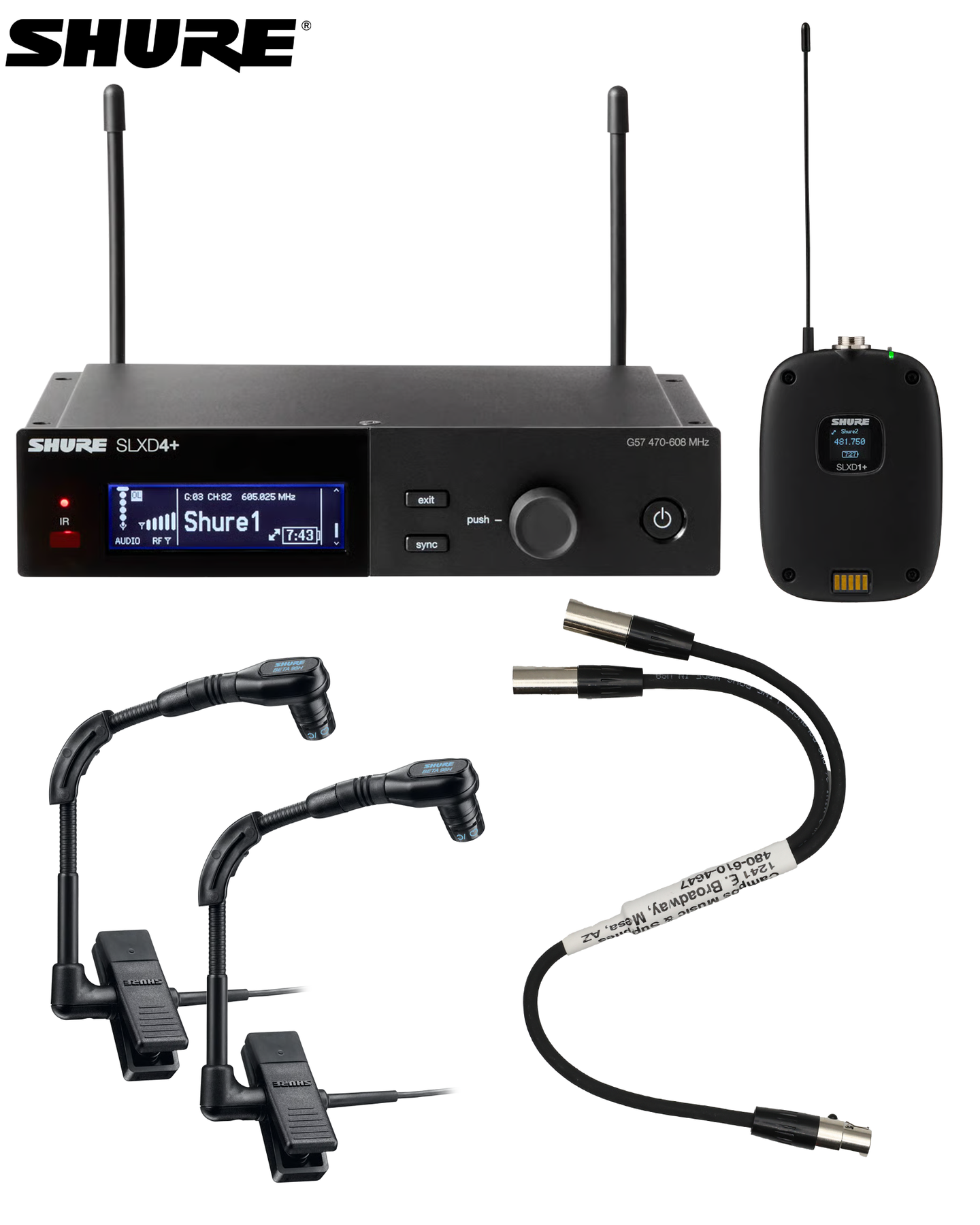 Accordion GLXD+ Wireless Mic System Shure Double Beta 98 + Y Cable Accordion GLXD+ Wireless Mic System Shure Double Beta 98 + Y Cable