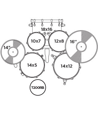 Mapex Rebel 5-Piece Complete Junior Set Up with Fast Size Toms - RB5844FTCYB - Yellow Blue