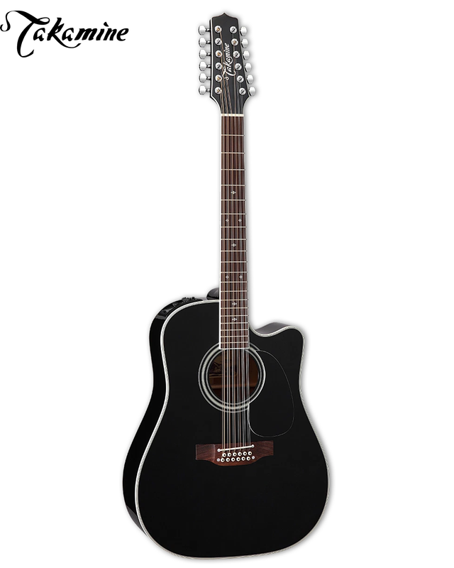 Takamine EF381SC 12-String Dreadnought Acoustic-Electric Guitar - Black