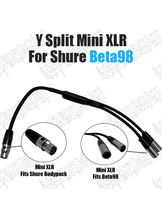 Y Split Mini XLR for Shure Beta 98 Microphone with Professional Grade Plug