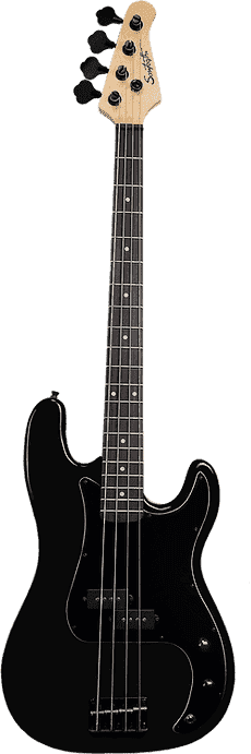 Sawtooth EP Series Electric Bass Guitar, Satin Black w/Black Pickguard