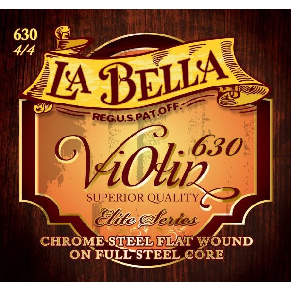 LA BELLA 630 4/4 Violin String Set, Chrome Steel Flat Wound