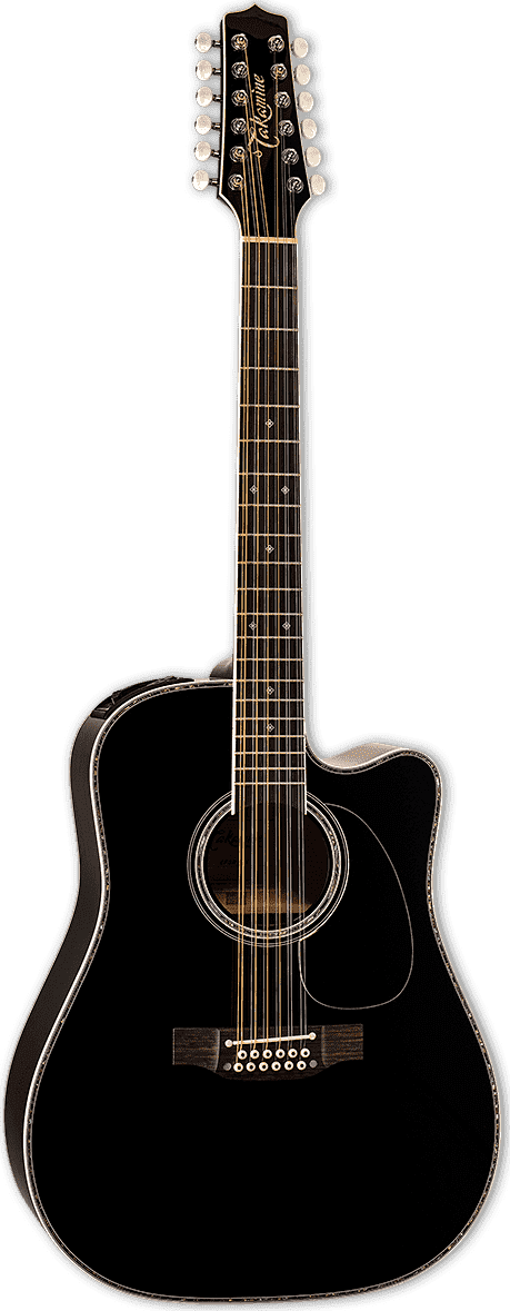 Takamine EF381DX 12-String Dreadnought Cutaway Acoustic-Electric Guitar - Black